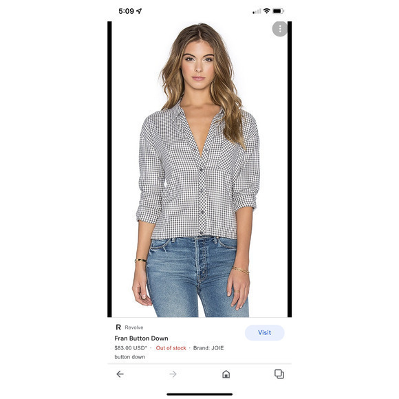 Joie‎ Button Up Shirt Sz XS Black/white Gingham - Picture 10 of 12